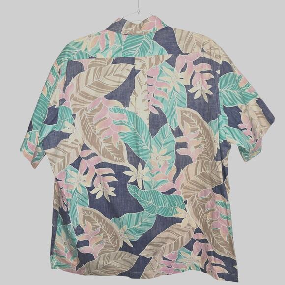 Hilo Hattie Vintage 90's Y2K  Half Button Pullover Pastel Floral Men's Cotton XL - Picture 2 of 5